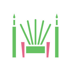 Celebration Icon with Candles and Plant Pot Design