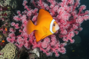 Obraz premium Orange Fish on Pink Coral