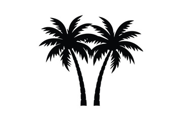 Obraz premium Palm trees icon silhouette on white background