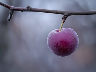 plum isolated on winter background