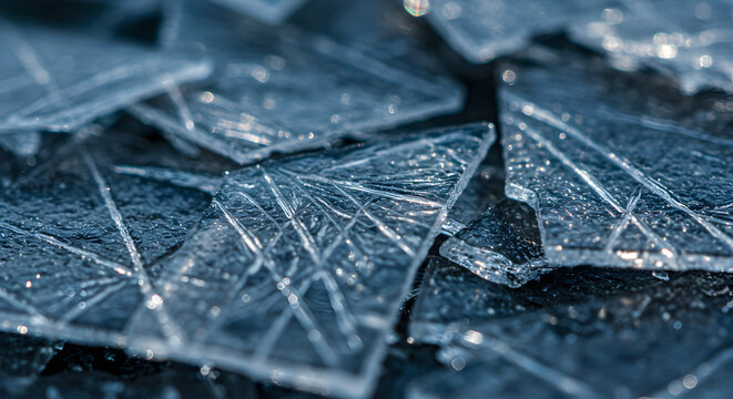 Close Up Photography Of Broken Glass Shards With Cracks Texture
