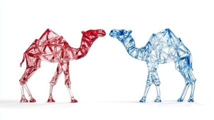 Obraz premium Colorful Abstract Camels Kissing