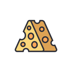 Cheese colored icons, minimalist vector illustration ,simple transparent graphic element .Isolated on white background