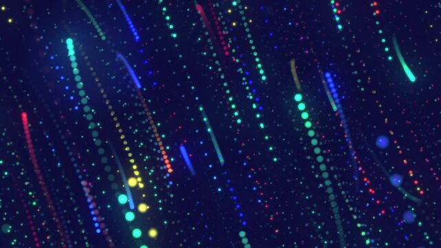 カラフルなネオンのように光るパーティクル　激しい渦　ループ