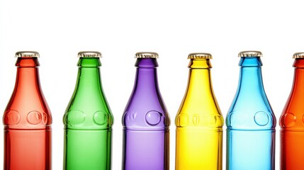 Vibrant Soft Drink Bottles on White Background