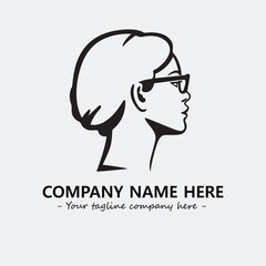 woman with glasses silhouette illustration black and white for logo company vector image
