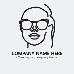 woman with glasses silhouette illustration black and white for logo company vector image
