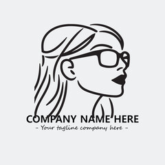 woman with glasses silhouette illustration black and white for logo company vector image
