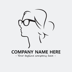 woman with glasses silhouette illustration black and white for logo company vector image

