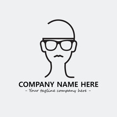 woman with glasses silhouette illustration black and white for logo company vector image
