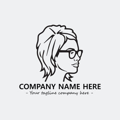 woman with glasses silhouette illustration black and white for logo company vector image
