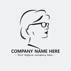 woman with glasses silhouette illustration black and white for logo company vector image
