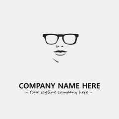woman with glasses silhouette illustration black and white for logo company vector image
