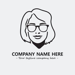 woman with glasses silhouette illustration black and white for logo company vector image
