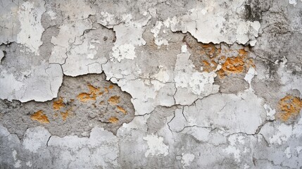 Obraz premium Cracked and Peeling Wall with Orange Stains in Urban Setting
