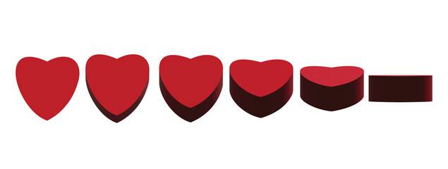 3d heart rotation, love object set 3d render