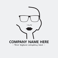 woman with glasses silhouette illustration black and white for logo company vector image
