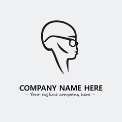 woman with glasses silhouette illustration black and white for logo company vector image
