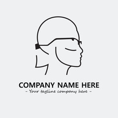 woman with glasses silhouette illustration black and white for logo company vector image
