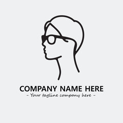 woman with glasses silhouette illustration black and white for logo company vector image
