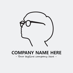 woman with glasses silhouette illustration black and white for logo company vector image

