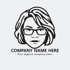 woman with glasses silhouette illustration black and white for logo company vector image
