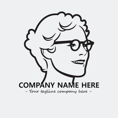 woman with glasses silhouette illustration black and white for logo company vector image
