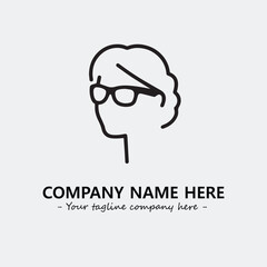 woman with glasses silhouette illustration black and white for logo company vector image
