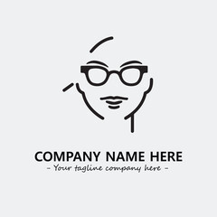 woman with glasses silhouette illustration black and white for logo company vector image
