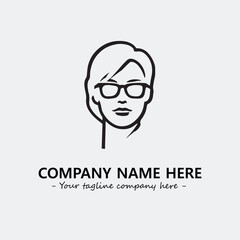 woman with glasses silhouette illustration black and white for logo company vector image
