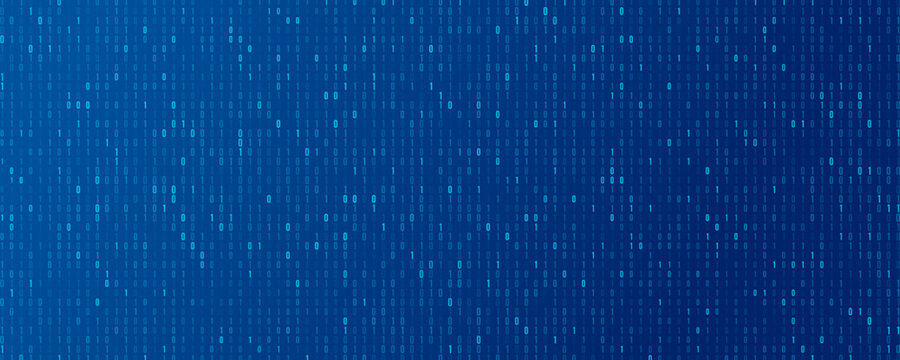 Binary data software programming code background. Random 0 and 1 numbers of program code on light blue backdrop. Digital big data technology concept. Vector Illustration