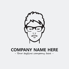 woman with glasses silhouette illustration black and white for logo company vector image
