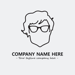 woman with glasses silhouette illustration black and white for logo company vector image
