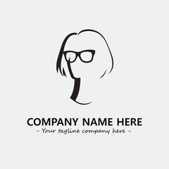 woman with glasses silhouette illustration black and white for logo company vector image
