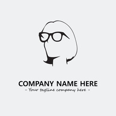 woman with glasses silhouette illustration black and white for logo company vector image
