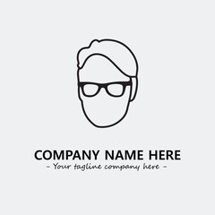woman with glasses silhouette illustration black and white for logo company vector image
