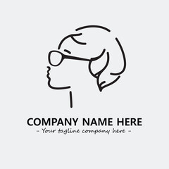 woman with glasses silhouette illustration black and white for logo company vector image
