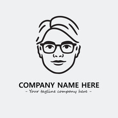woman with glasses silhouette illustration black and white for logo company vector image
