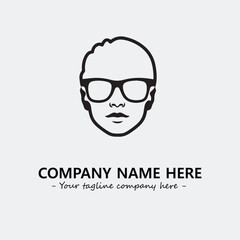 woman with glasses silhouette illustration black and white for logo company vector image
