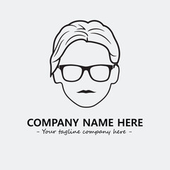 woman with glasses silhouette illustration black and white for logo company vector image
