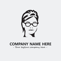 woman with glasses silhouette illustration black and white for logo company vector image
