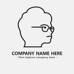 woman with glasses silhouette illustration black and white for logo company vector image
