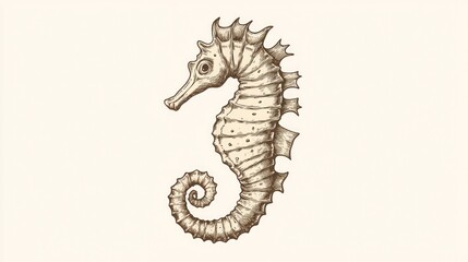 Fototapeta premium Seahorse illustration in cream background for educational ocean life project