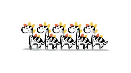 Cute Cartoon Zebra Dinosaurs  Kawaii Animal Illustration  Kids Print  Sticker Design