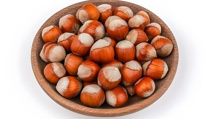 Wooden Bowl of Hazelnuts, Organic Nuts, Food Photography, Healthy Snack, Hazelnut Harvest, Autumn Food, Brown Nuts, Closeup Hazelnuts, Delicious Hazelnuts, Nutritious Food