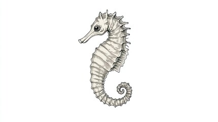 Fototapeta premium Isolated seahorse illustration on white for aquatic and underwater nature themes