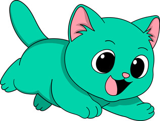 Happy Cartoon Cat Jumping with Smile