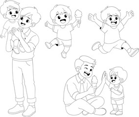 Fathers Day Coloring Book Template with Dad and Son Activities