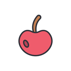 Cherry colored icons, minimalist vector illustration ,simple transparent graphic element .Isolated on white background