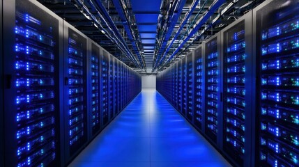Fototapeta premium Illuminated Data Center: A Glimpse into the Digital World